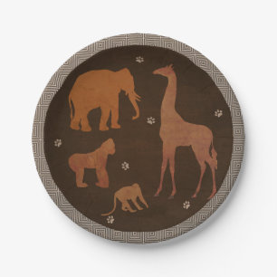 Vintage Braune Afrikanische Safari Dschungel Zoo T Pappteller