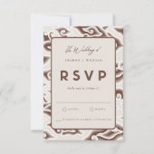 Vintage braune Batik Wedding RSVP-Karte benutzerde RSVP Karte (Vorderseite)