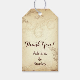 Vintage braune, beige Blätterblatthochzeit Danke Geschenkanhänger