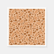 Vintage braune Blumen-Papier-Serviette | Herbstpar