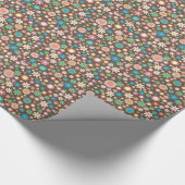 Vintage braune Blütenblüten Retro Frühlingsblumen Geschenkpapier (Ecke)