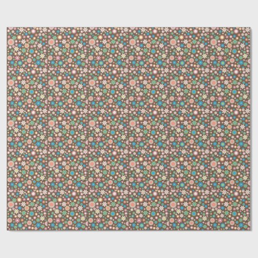 Vintage braune Blütenblüten Retro Frühlingsblumen Geschenkpapier (Flach)