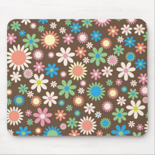 Vintage braune Blütenblüten Retro Frühlingsblumen Mousepad