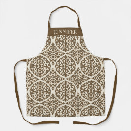 Vintage-Braune Damast-Küchendesign Schürze