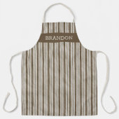 Vintage, braune Elfenbein-Imitate Leinen Streifen Schürze (Vorderseite)