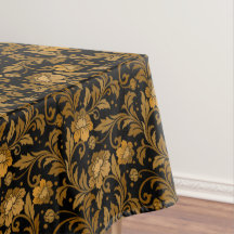 Vintage braune florale Blätter Damask auf Black