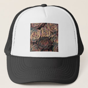 Vintage Braune Orange Cooper Gold-Rose Truckerkappe