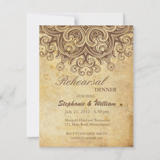 Vintage braune Probe Einladung (Vorderseite)