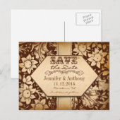 Vintage, braune Save the Date Postkarten (Vorne/Hinten)