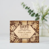 Vintage, braune Save the Date Postkarten (Stehend Vorderseite)