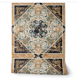 Vintage Braune Sepia Ornamente Fliese 6 Tapete