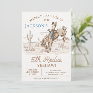 Vintage Brauner Cowboy Fünfte Rodeo 5. Geburtstag Einladung