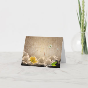 Vintage-Braunweiß-Daisy-Blumen-Notizkarte Karte