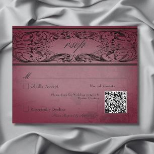 Vintage-Braut bis zum Tod Burgunder Hochzeit RSVP Karte