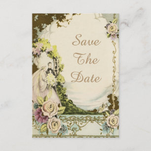 Vintage Braut & Bräutigam Chic Hochzeit Terminankü Einladung