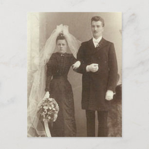 Vintage Braut & Bräutigam Romantische Hochzeitsfot Postkarte