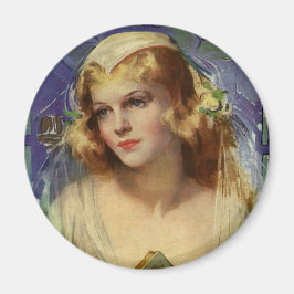 Vintage Braut, die eine Bibel hält, religiöse Hoch Magnet