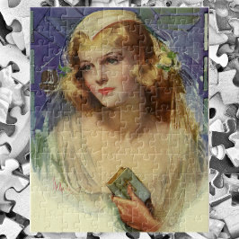 Vintage Braut, die eine Bibel hält, religiöse Hoch Puzzle