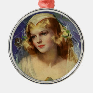 Vintage Braut, die eine Bibel hält, religiöse Hoch Silbernes Ornament