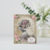 Vintage Braut mit Jewels & Blume Brautparty Einladung (Stehend Vorderseite)