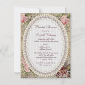 Vintage Braut mit Jewels & Blume Brautparty Einladung (Rückseite)