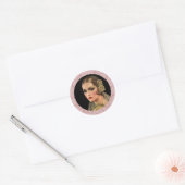 Vintage Braut mit Rose Runder Aufkleber (Umschlag)