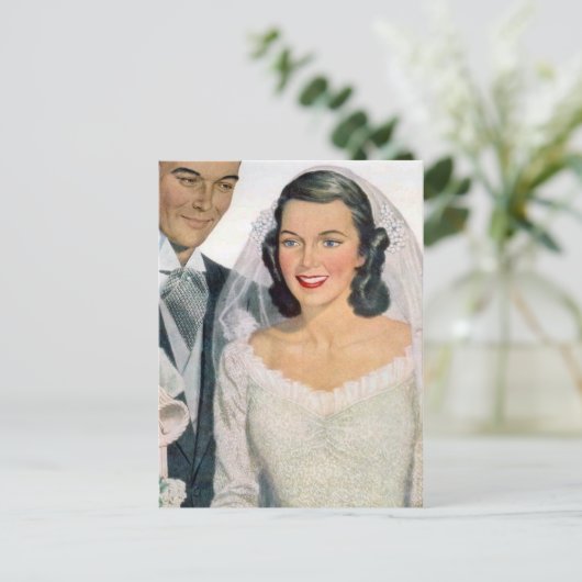 Vintage Braut Postkarte (Stehend Vorderseite)