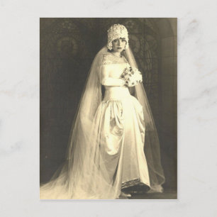 Vintage Braut Postkarte