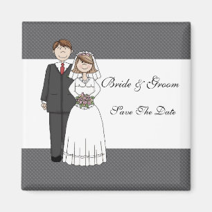 Vintage Braut u. Bräutigam Save the Date Magnet