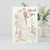Vintage Braut und Groom Alte Hochzeit Dankeskarte (Stehend Vorderseite)