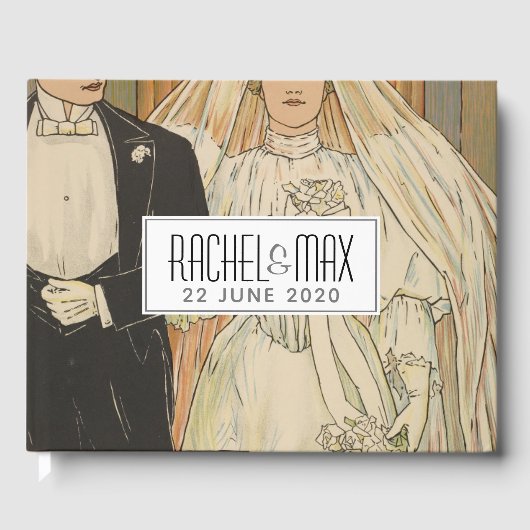 Vintage Braut und Groom Elegantes Gästebuch für Ho (Vorderseite)