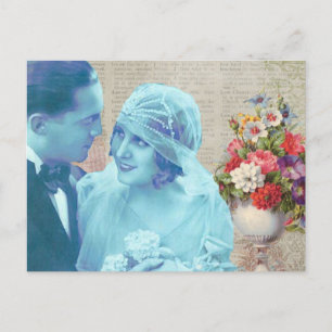 Vintage Braut und Groom Postkarte