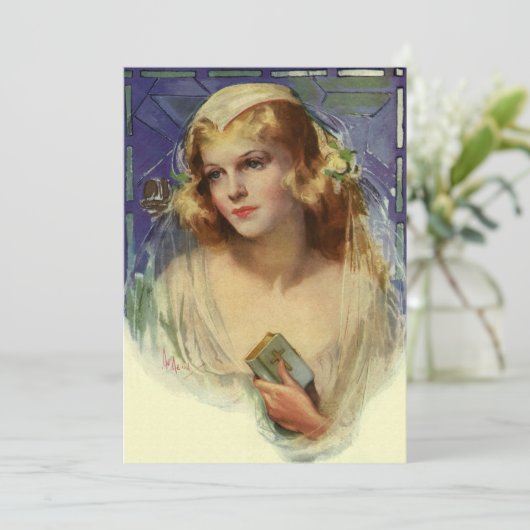 Vintage Brautbibel, Einladung zur religiösen Hochz (Stehend Vorderseite)