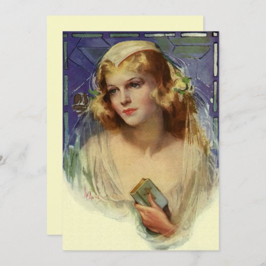 Vintage Brautbibel, Einladung zur religiösen Hochz (Vorne/Hinten)