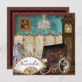 Vintage Brautdusche Einladung (Vorne/Hinten)