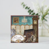 Vintage Brautdusche Einladung (Stehend Vorderseite)