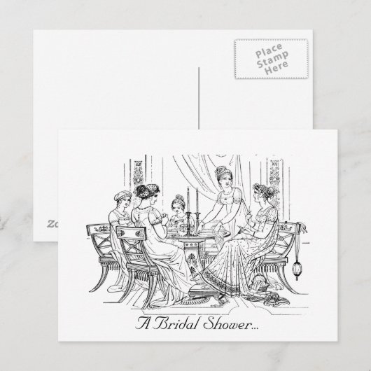 Vintage Brautdusche Einladung (Vorne/Hinten)