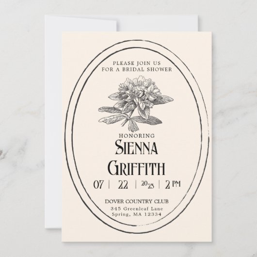 Vintage Brautdusche Einladung | Antikes Weiß (Vorderseite)