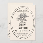 Vintage Brautdusche Einladung | Antikes Weiß (Vorne/Hinten)