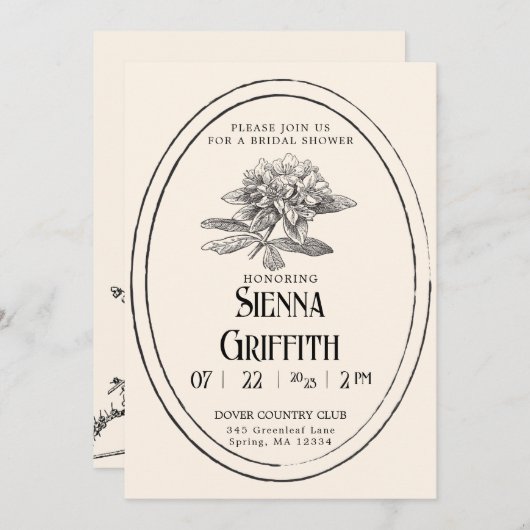 Vintage Brautdusche Einladung | Antikes Weiß (Vorne/Hinten)