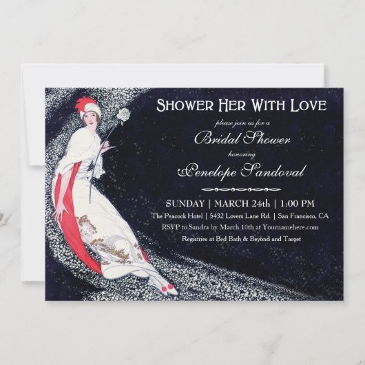 Vintage Brautdusche Einladungen (Vorderseite)