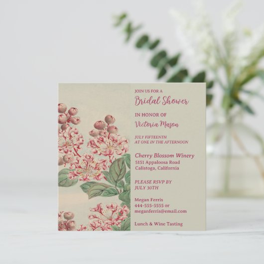 Vintage Brautdusche im gestrichenen Garten Einladu Einladung (Stehend Vorderseite)