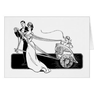 Vintage Brautpaare gepeitscht durch Amor,