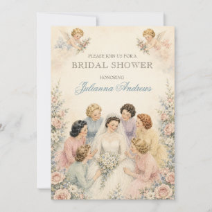 Vintage Brautparty Braut Brautjungfern Floral I Einladung