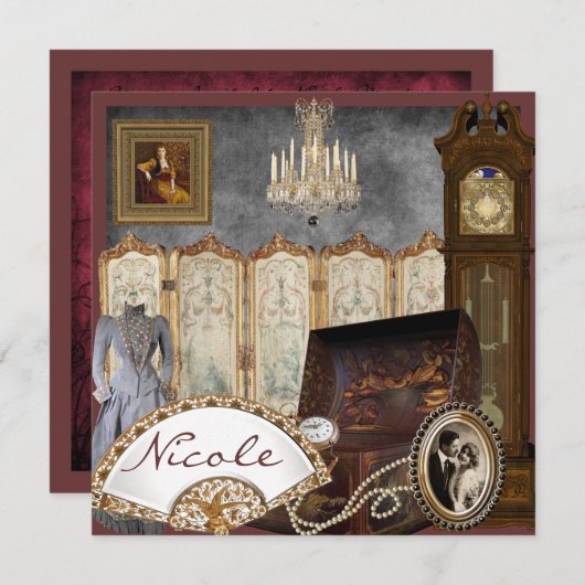 Vintage Brautparty-Einladung personalisiert Einladung (Vorne/Hinten)