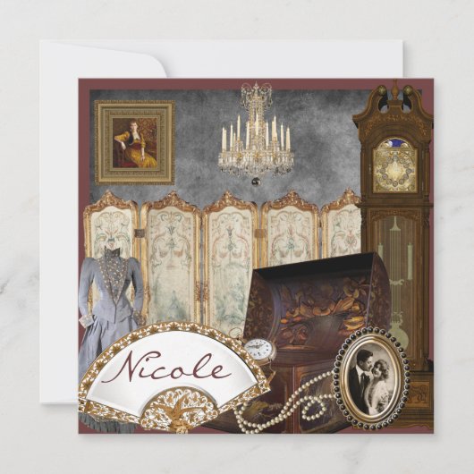 Vintage Brautparty-Einladung personalisiert Einladung (Vorderseite)