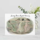 Vintage Brautparty-Einladungen Damen-Freunde Einladung (Stehend Vorderseite)