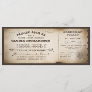 Vintage Brautparty Tickettypografie Einladung
