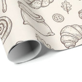 Vintage Breakfast Bakery Seamless Pattern Geschenkpapier (Rolleneckpunkt)