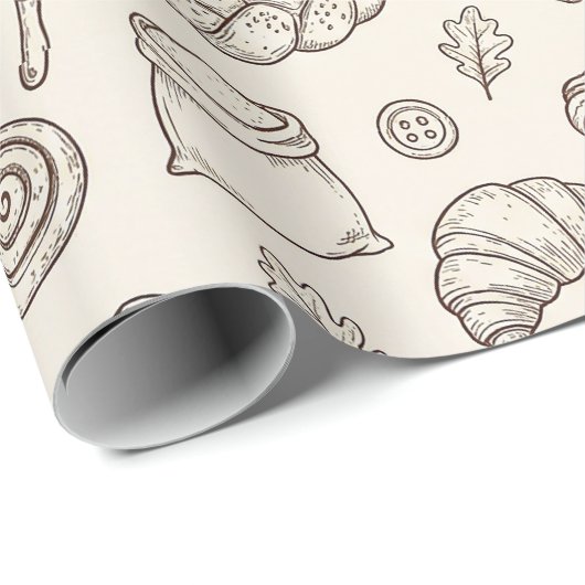 Vintage Breakfast Bakery Seamless Pattern Geschenkpapier (Rolleneckpunkt)